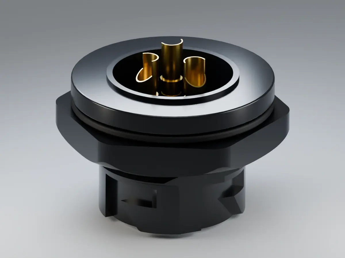 M19 push-lock front-mount panel male contact structure reference