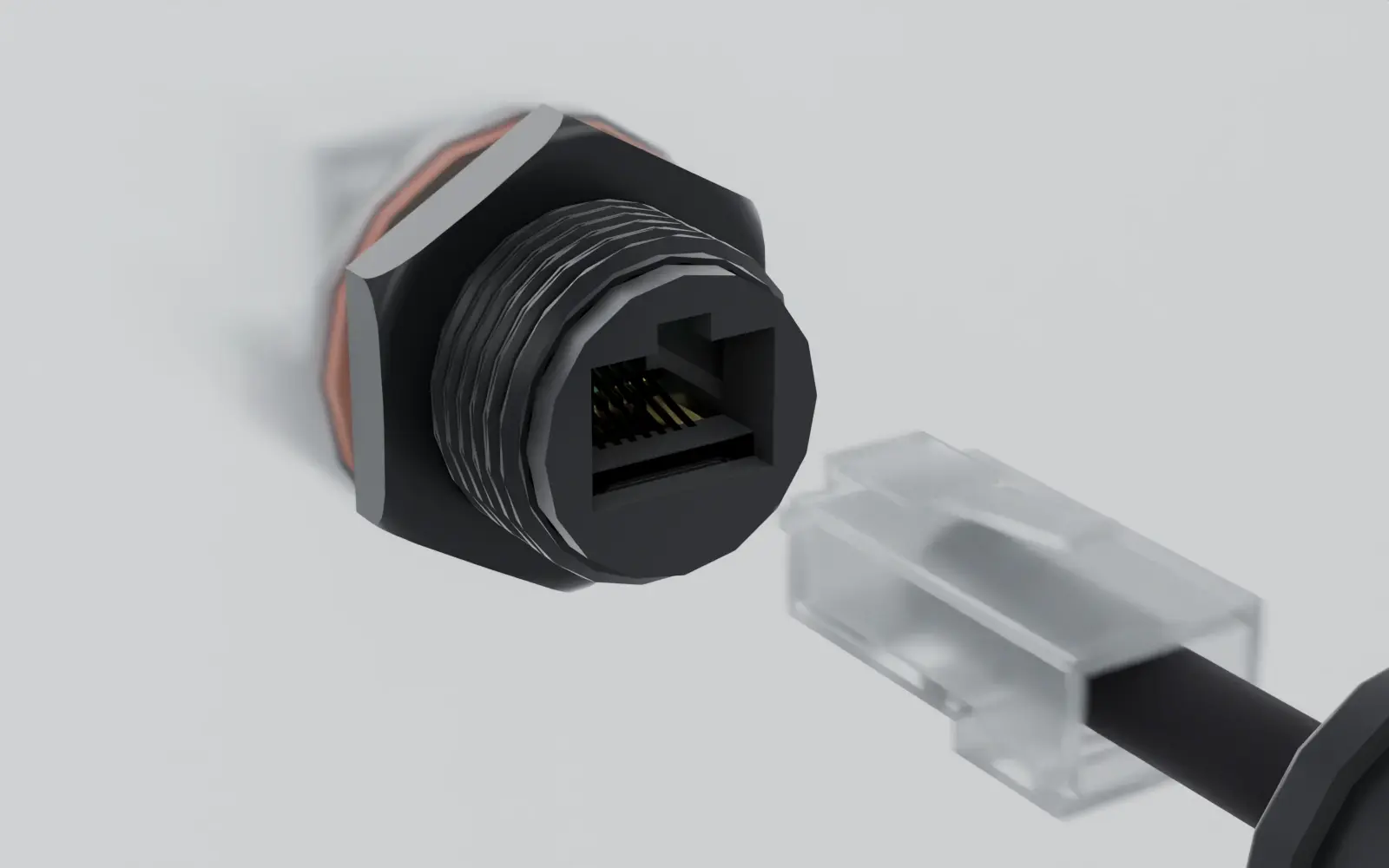 用户提供的 M19 RJ45 原模型;壳体、接口及插头结构完整保留。