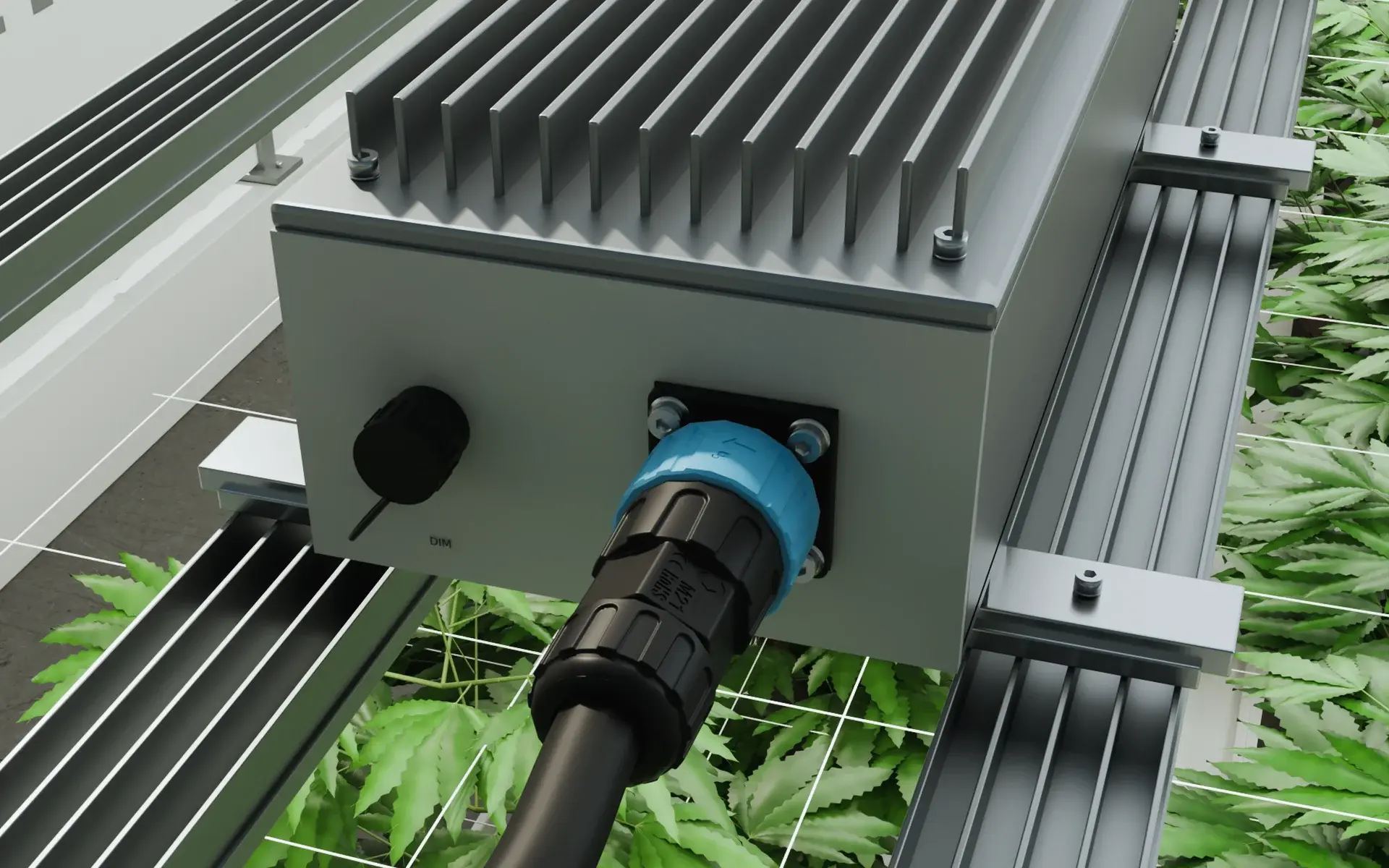 Mounting relationship between the driver power panel and the waterproof connector