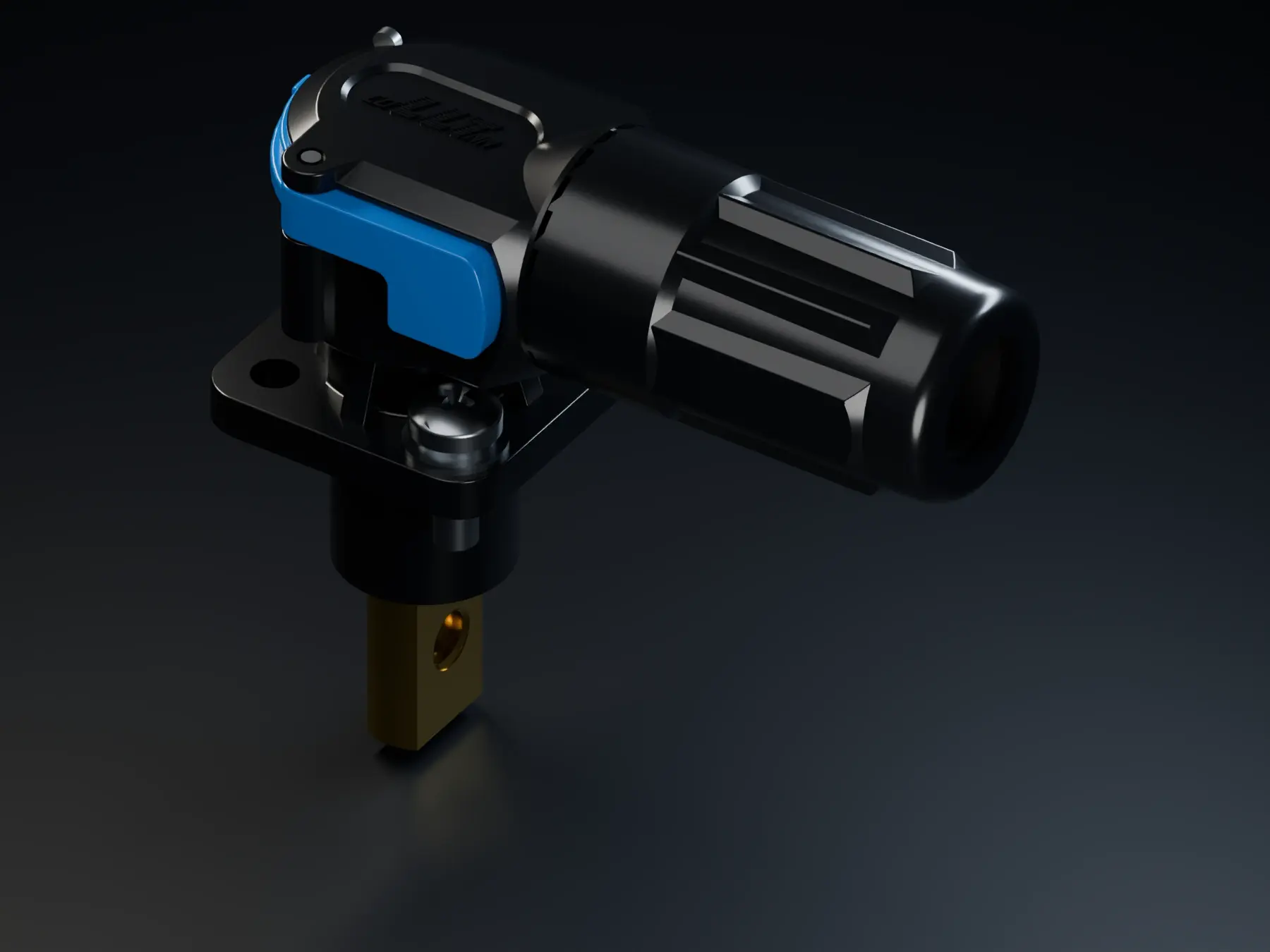 Realistic model render of LLT LPEVH6 right-angle single-pin high-current connector