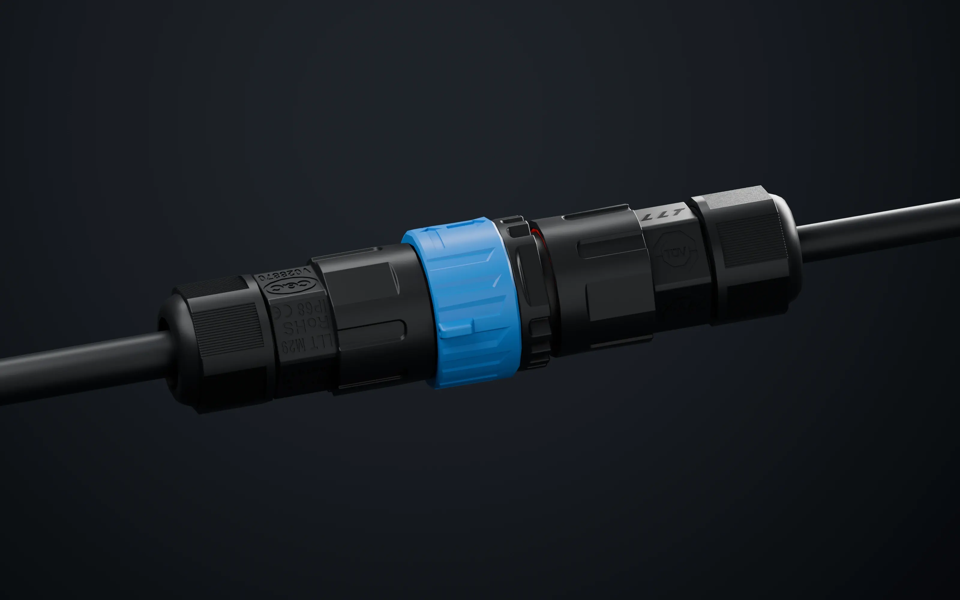 M29 push-lock connector black housing and blue locking ring