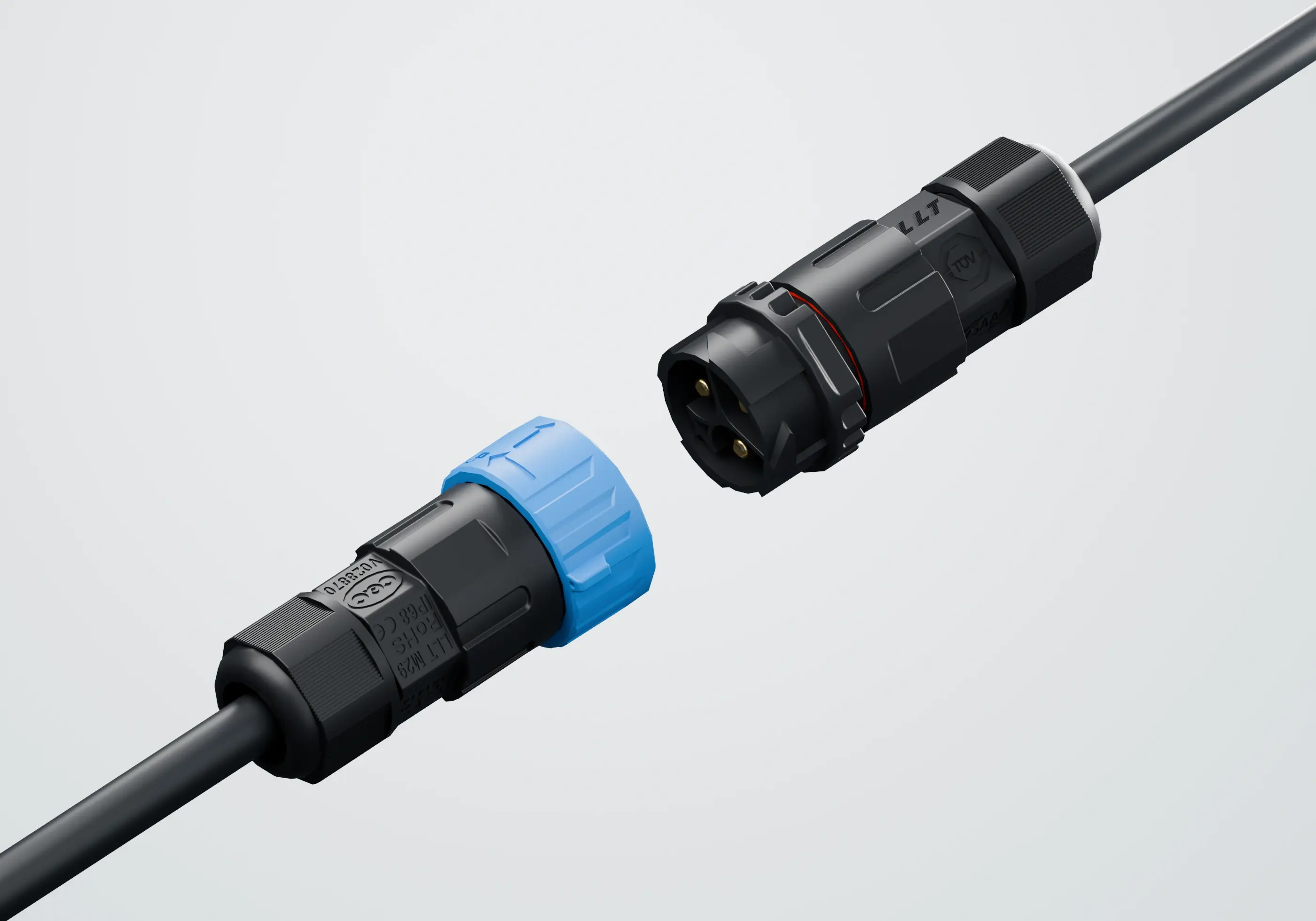M29自锁连接器公母组件分开展示